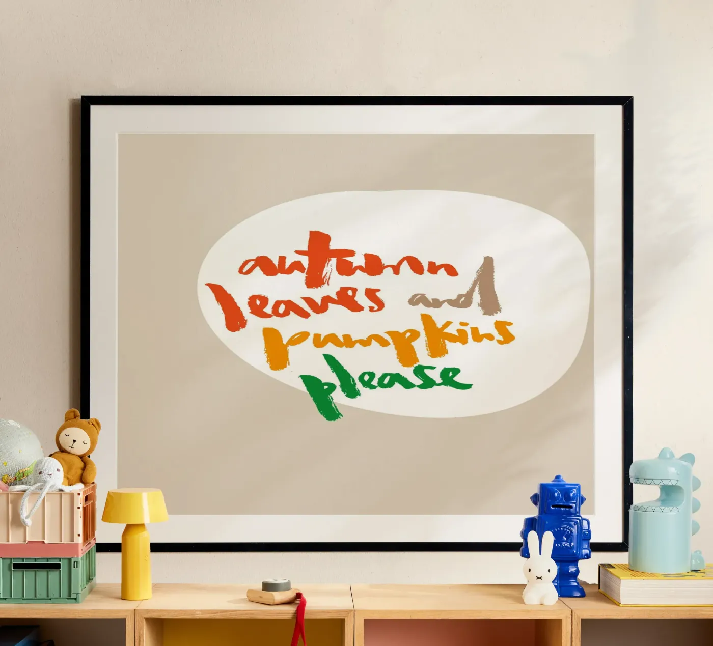 Fall leafs and pumpkins please poster van Brushmeetspaper