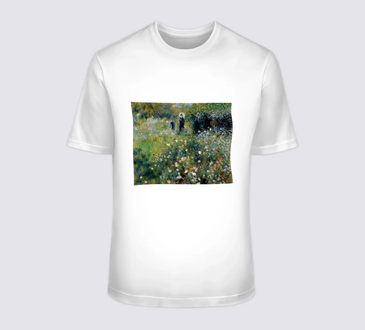 Donna con ombrellone in giardino, 1875 t-shirt da LaurelArt