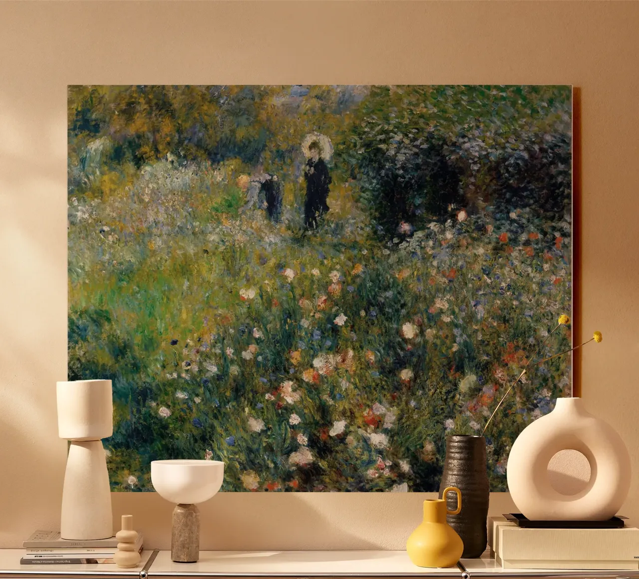 Donna con ombrellone in giardino, 1875 plexiglass da LaurelArt