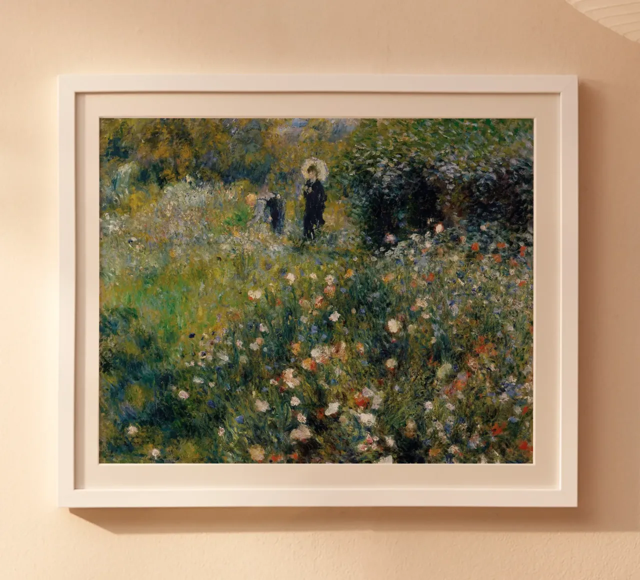 Donna con ombrellone in giardino, 1875 carta hahnemühle da LaurelArt