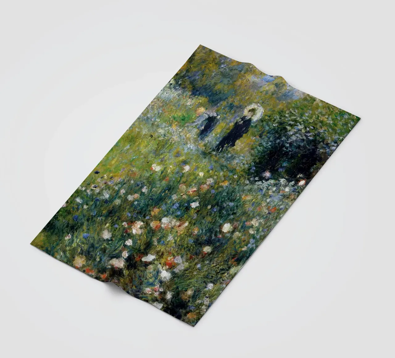 Donna con ombrellone in giardino, 1875 coperta in pile da LaurelArt