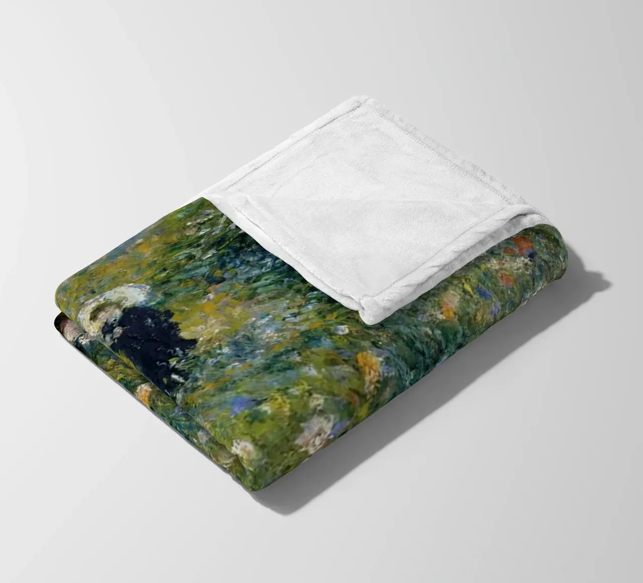 Donna con ombrellone in giardino, 1875 coperta in pile da LaurelArt