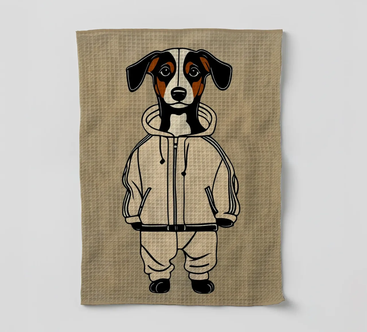 Cane carino in tuta da ginnastica canovaccio da cucina da Drew Studio