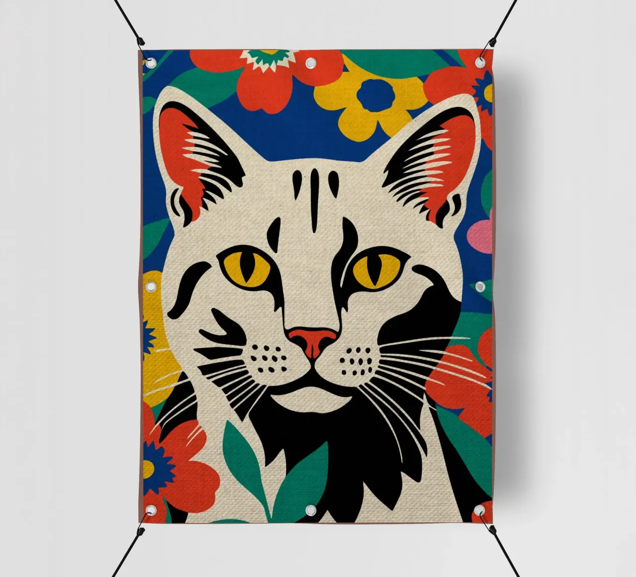 Gatto colorato e carino telo in pvc da Drew Studio