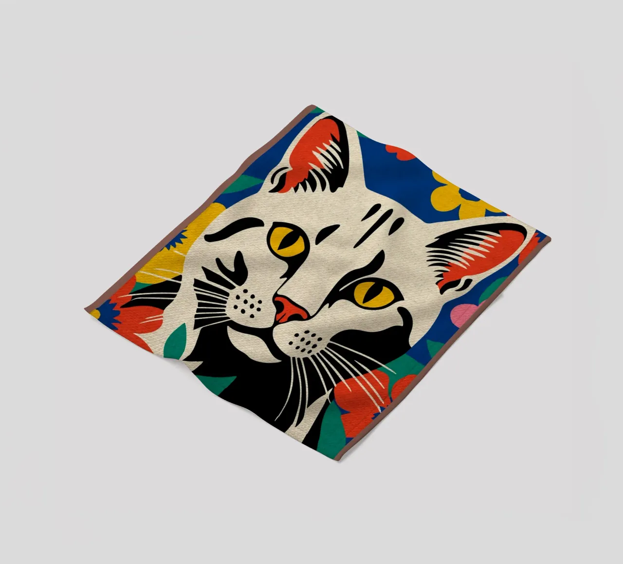 Gatto colorato e carino coperta in pile da Drew Studio