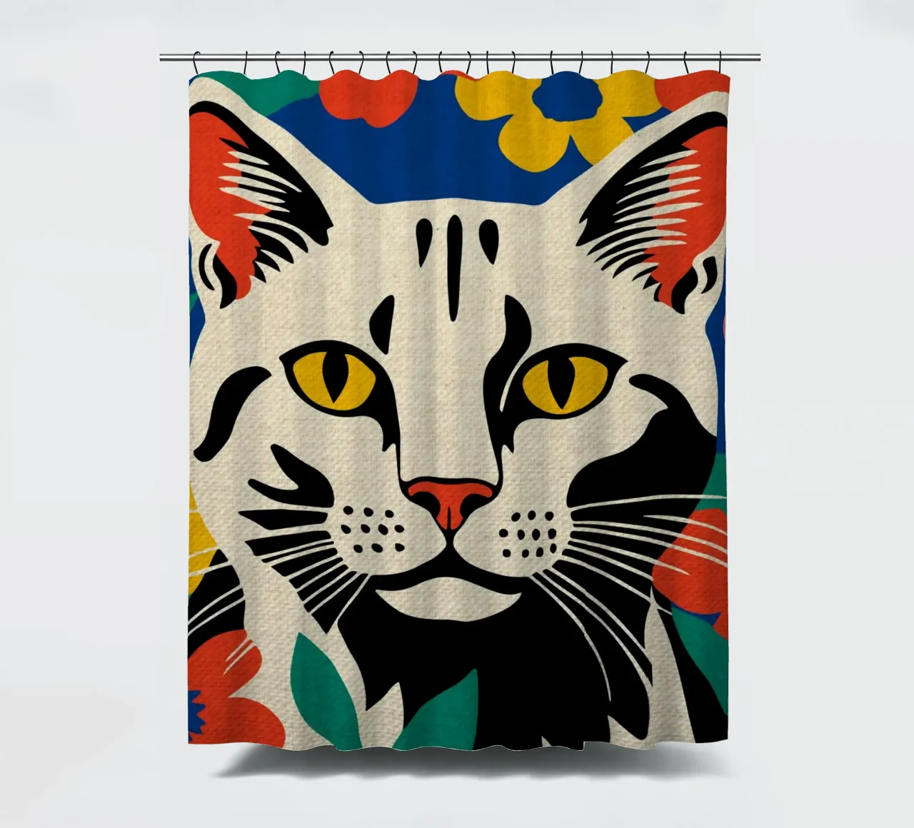 Gatto colorato e carino tenda da doccia da Drew Studio