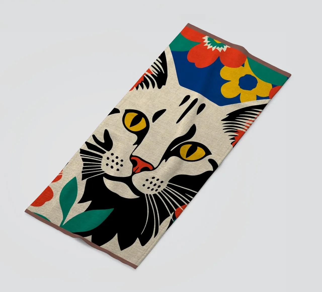 Gatto colorato e carino telo mare da Drew Studio