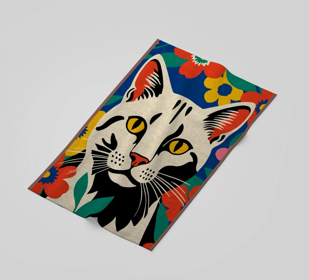 Gatto colorato e carino telo mare da Drew Studio