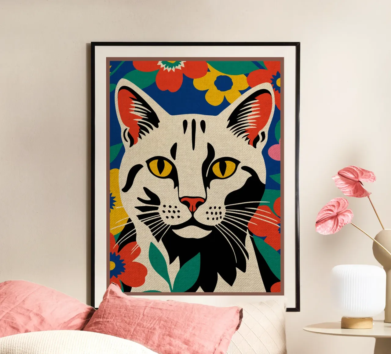 Gatto colorato e carino carta hahnemühle da Drew Studio
