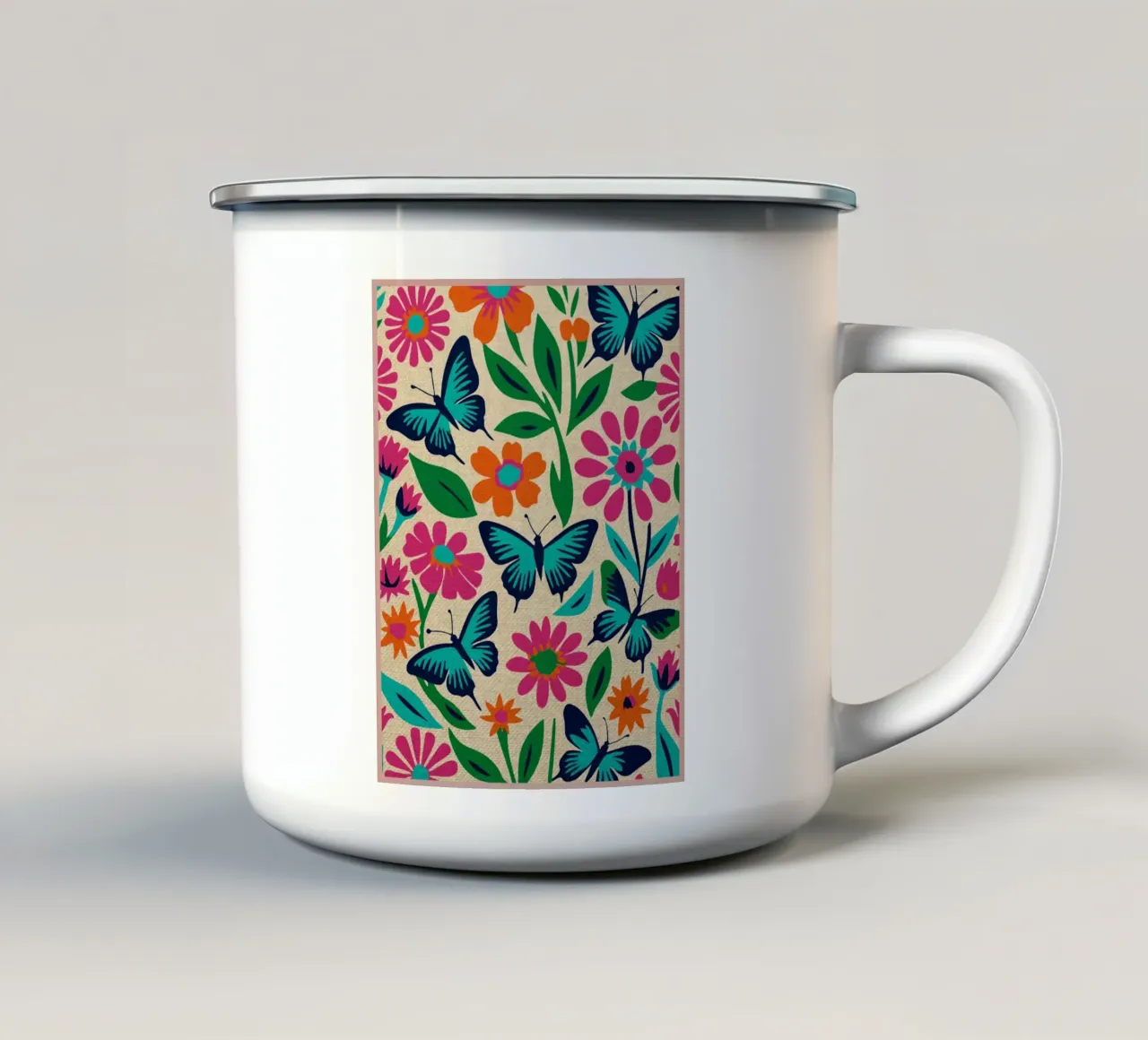Farfalle colorate tazza in smalto da Drew Studio