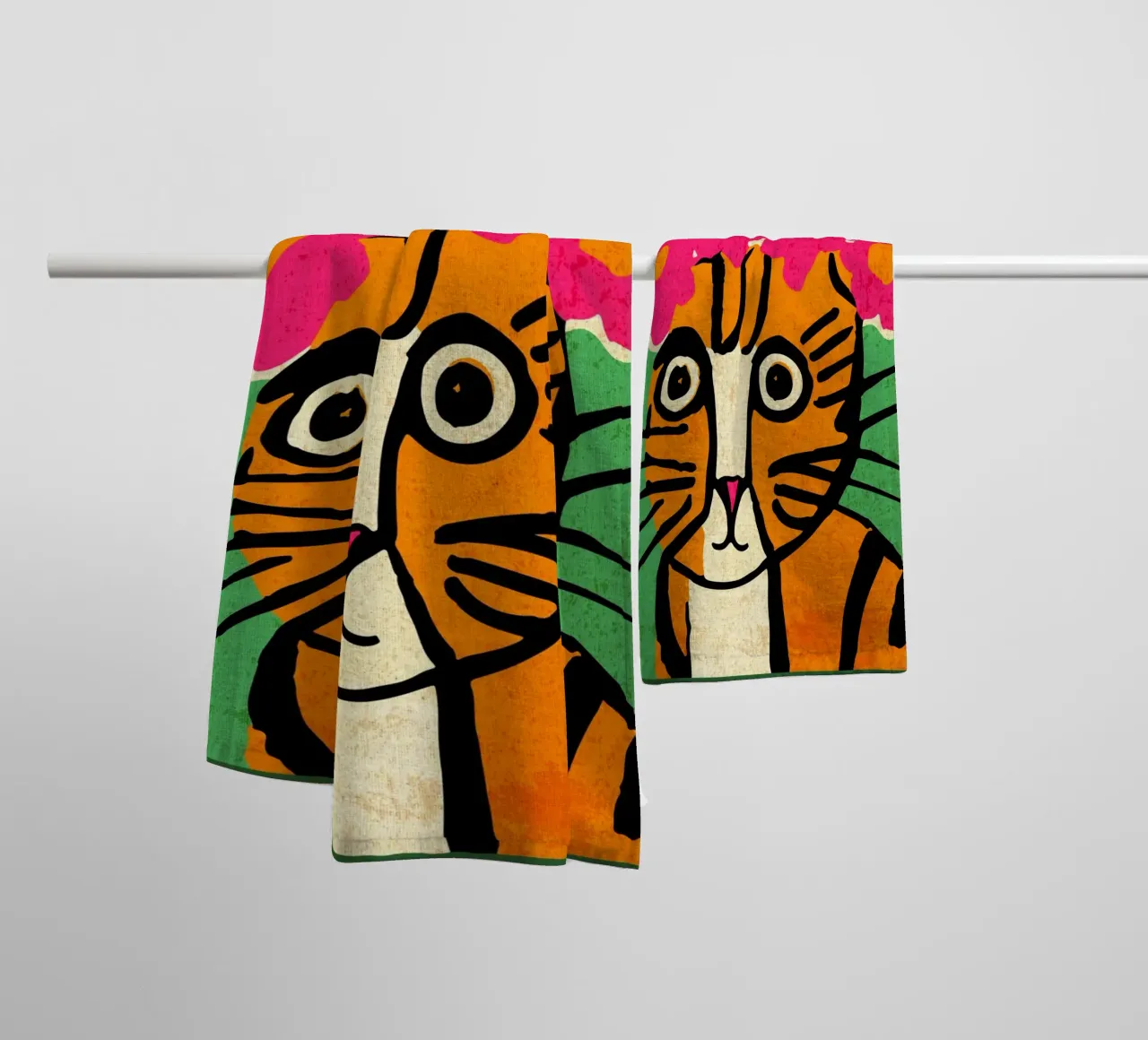 Gatto con corona di fiori asciugamano da bagno da Drew Studio