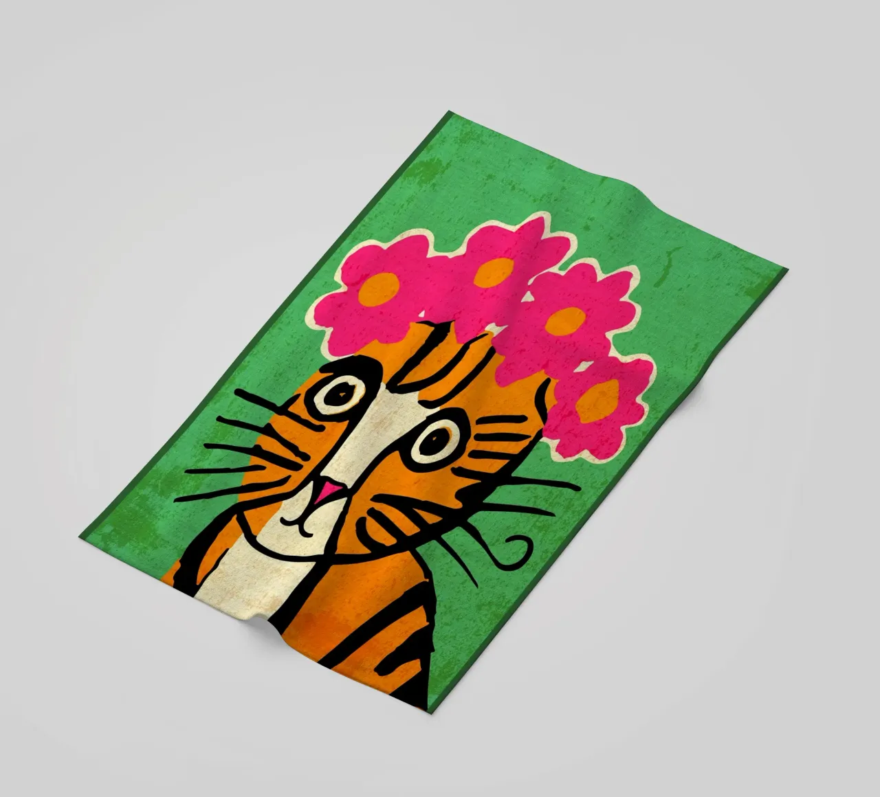 Gatto con corona di fiori telo mare da Drew Studio