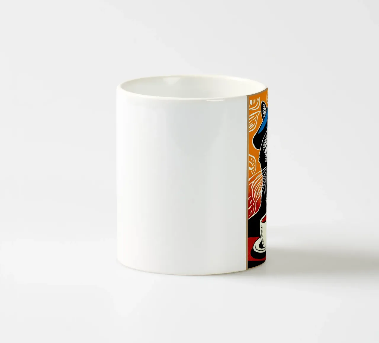 Gatto con berretto e caffè tazza in ceramica da Drew Studio