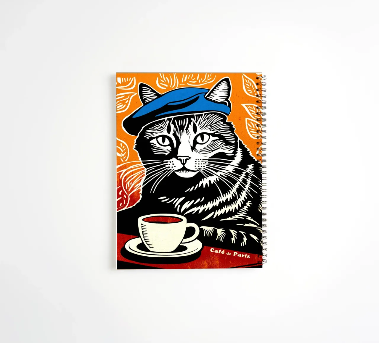 Gatto con berretto e caffè diario ad anelli da Drew Studio
