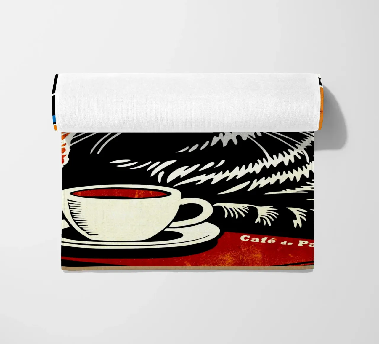 Gatto con berretto e caffè telo mare da Drew Studio