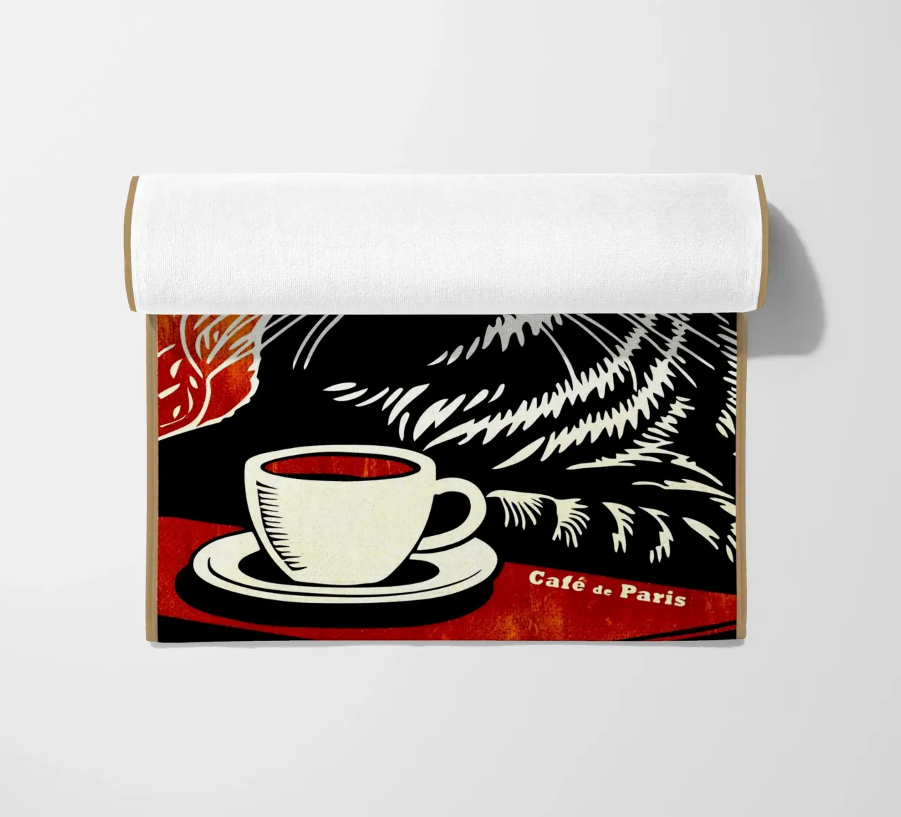 Gatto con berretto e caffè telo mare da Drew Studio