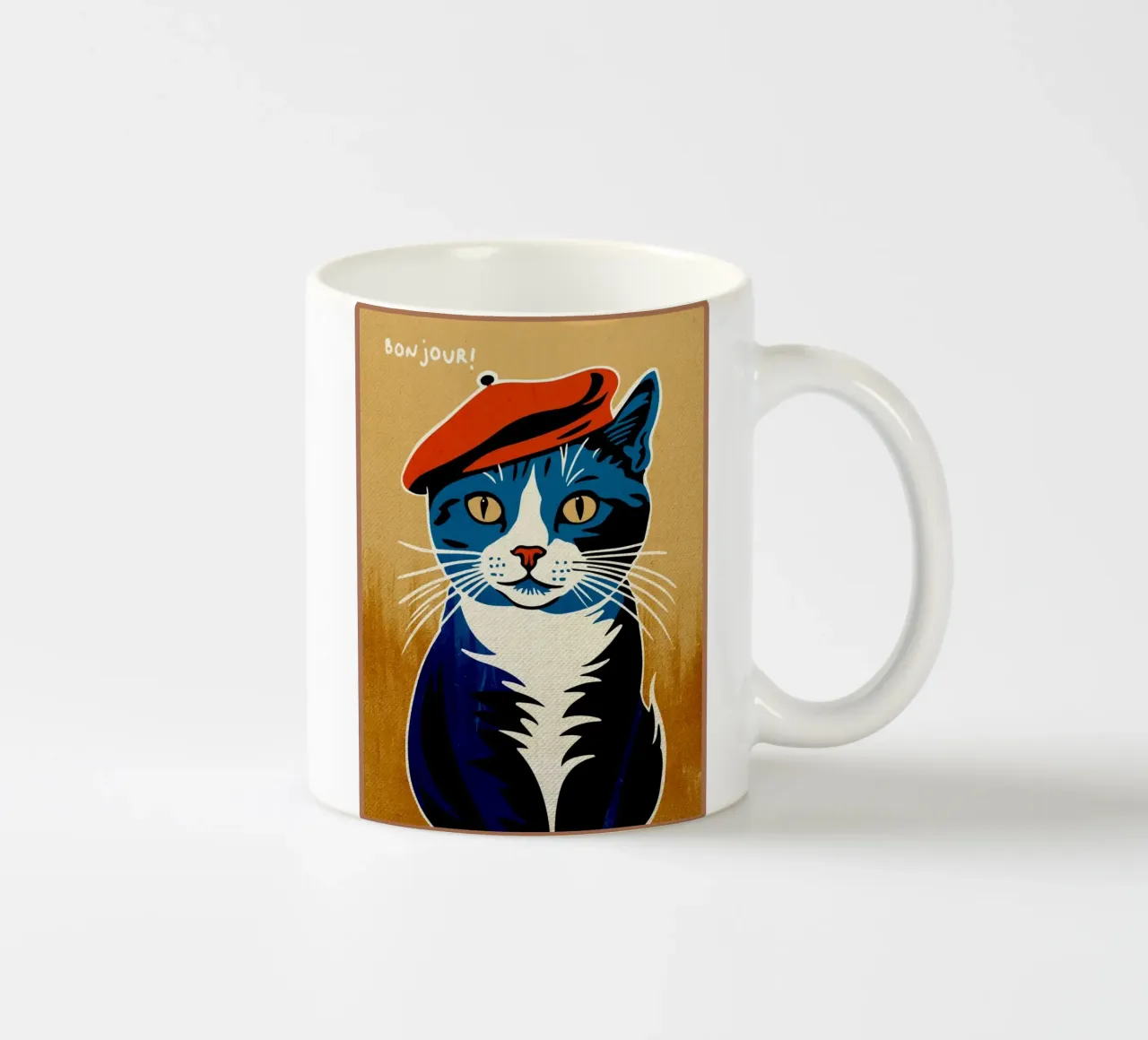 Bonjour Gatto con berretto tazza in ceramica da Drew Studio