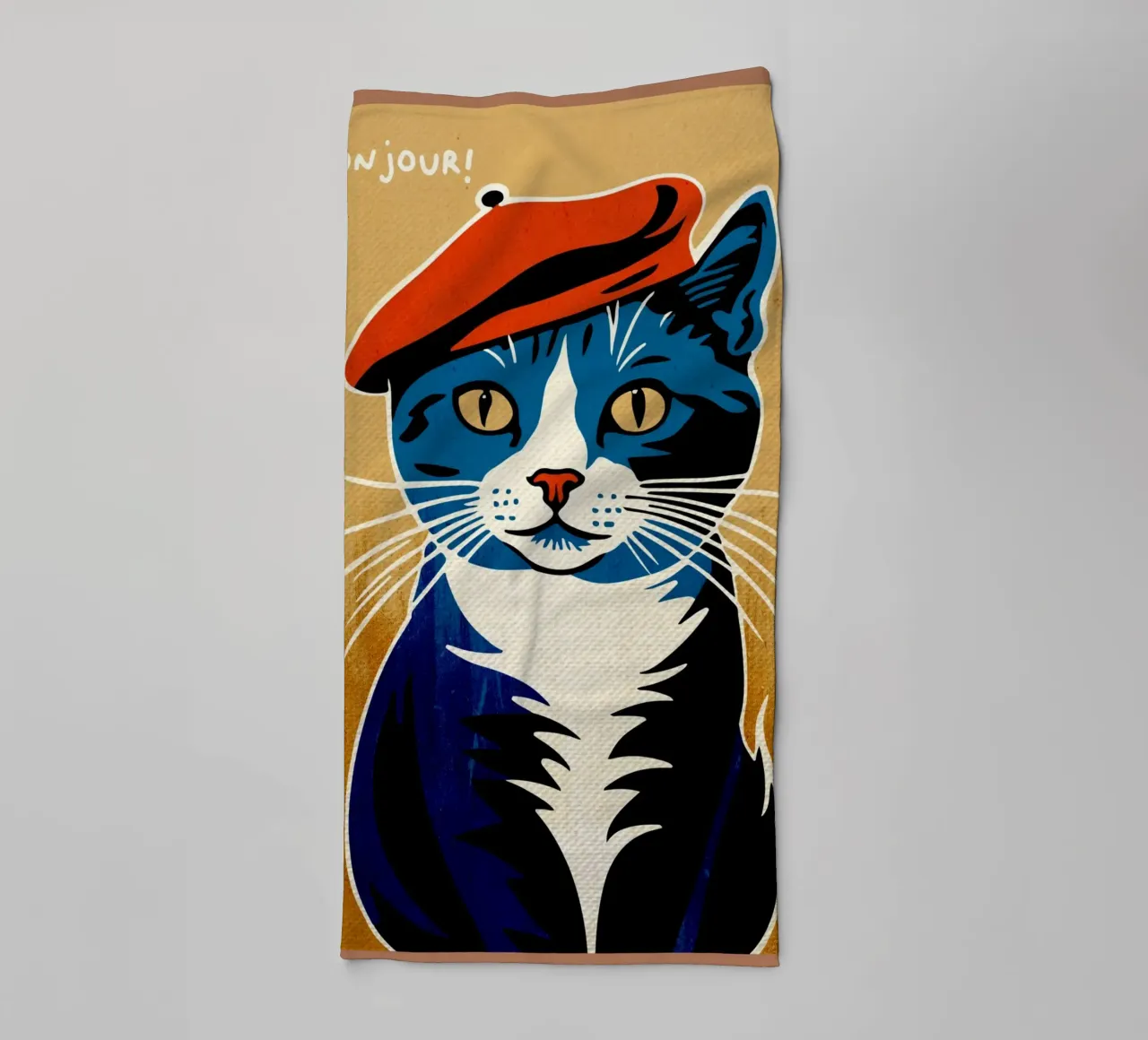 Bonjour Gatto con berretto asciugamano da bagno da Drew Studio