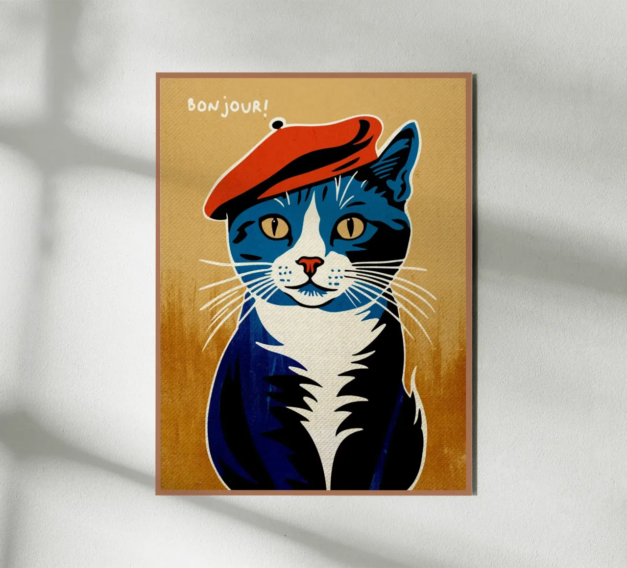 Bonjour Gatto con berretto alluminio dibond da Drew Studio