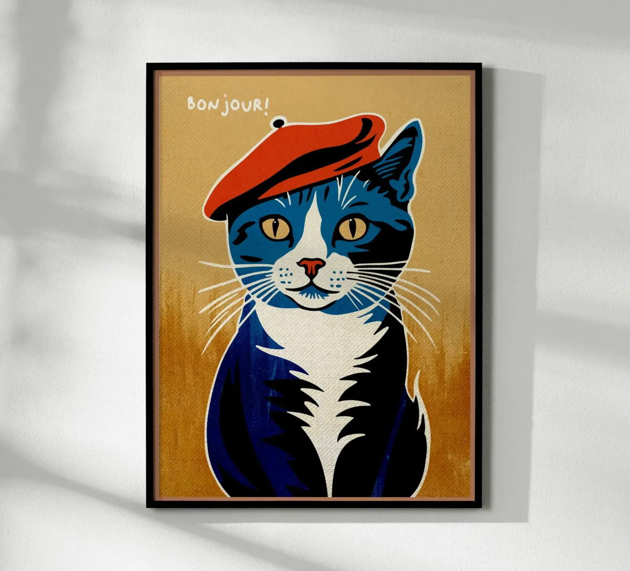 Bonjour Gatto con berretto carta hahnemühle da Drew Studio