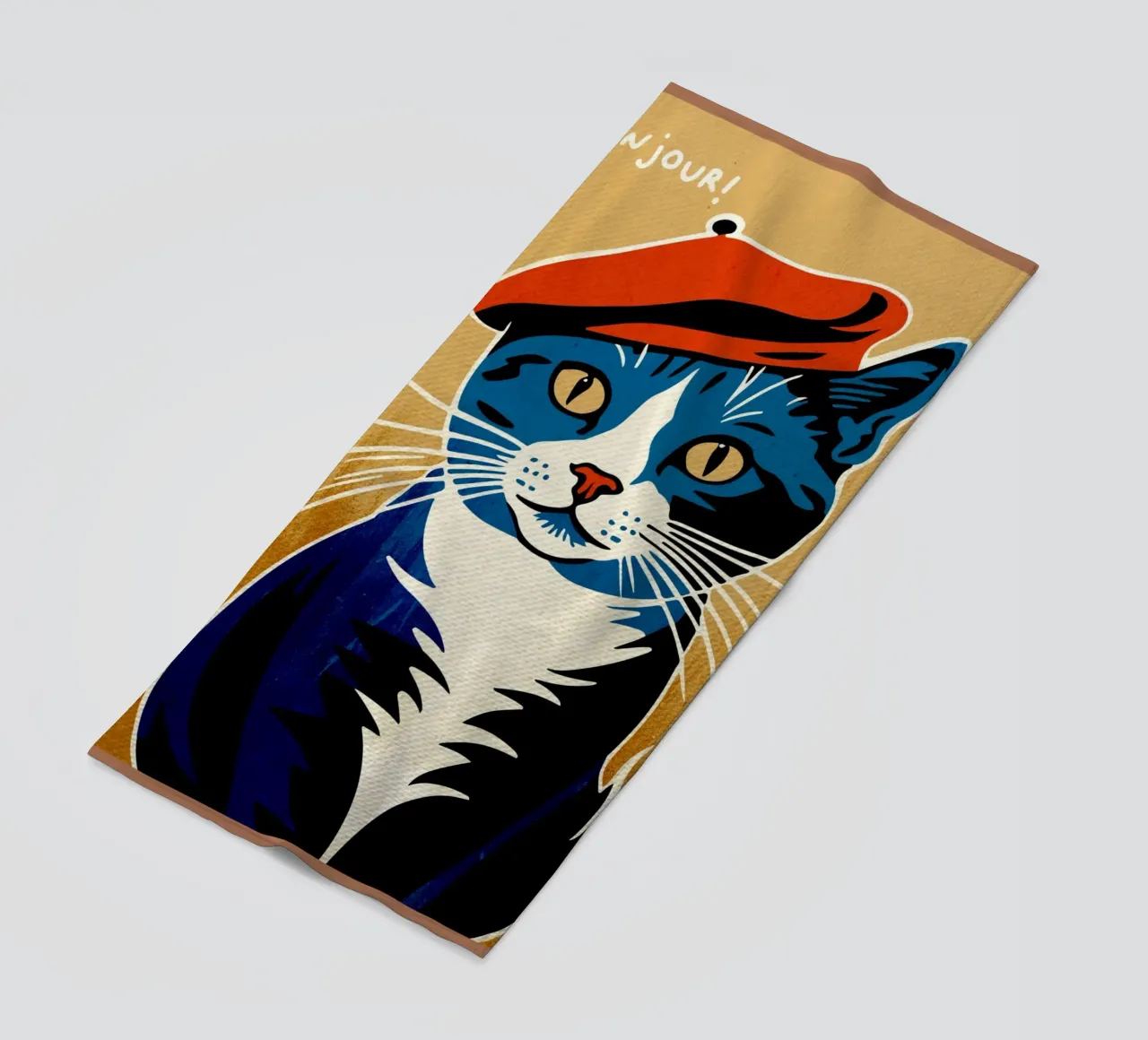 Bonjour Gatto con berretto telo mare da Drew Studio
