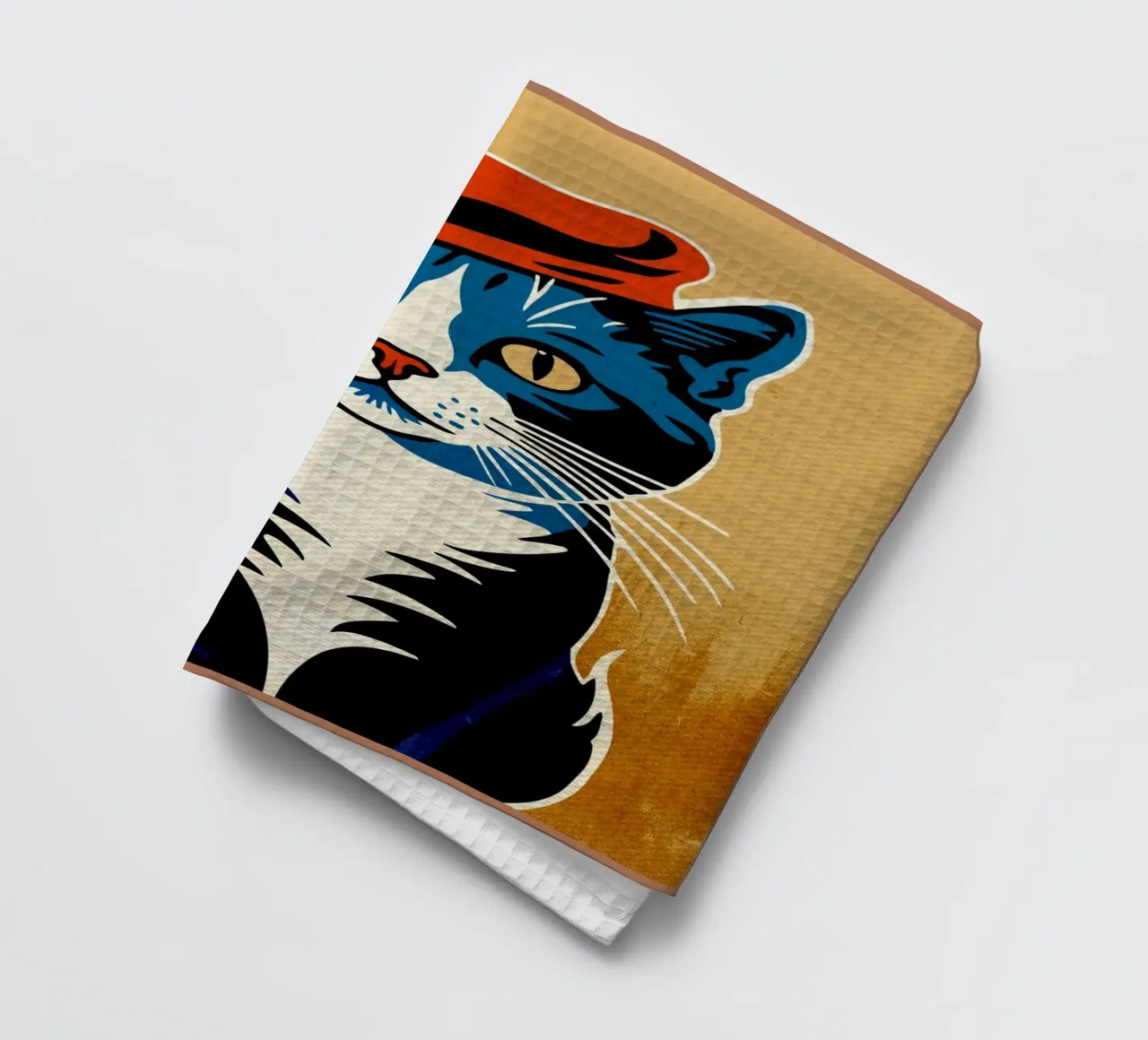 Bonjour Gatto con berretto canovaccio da cucina da Drew Studio