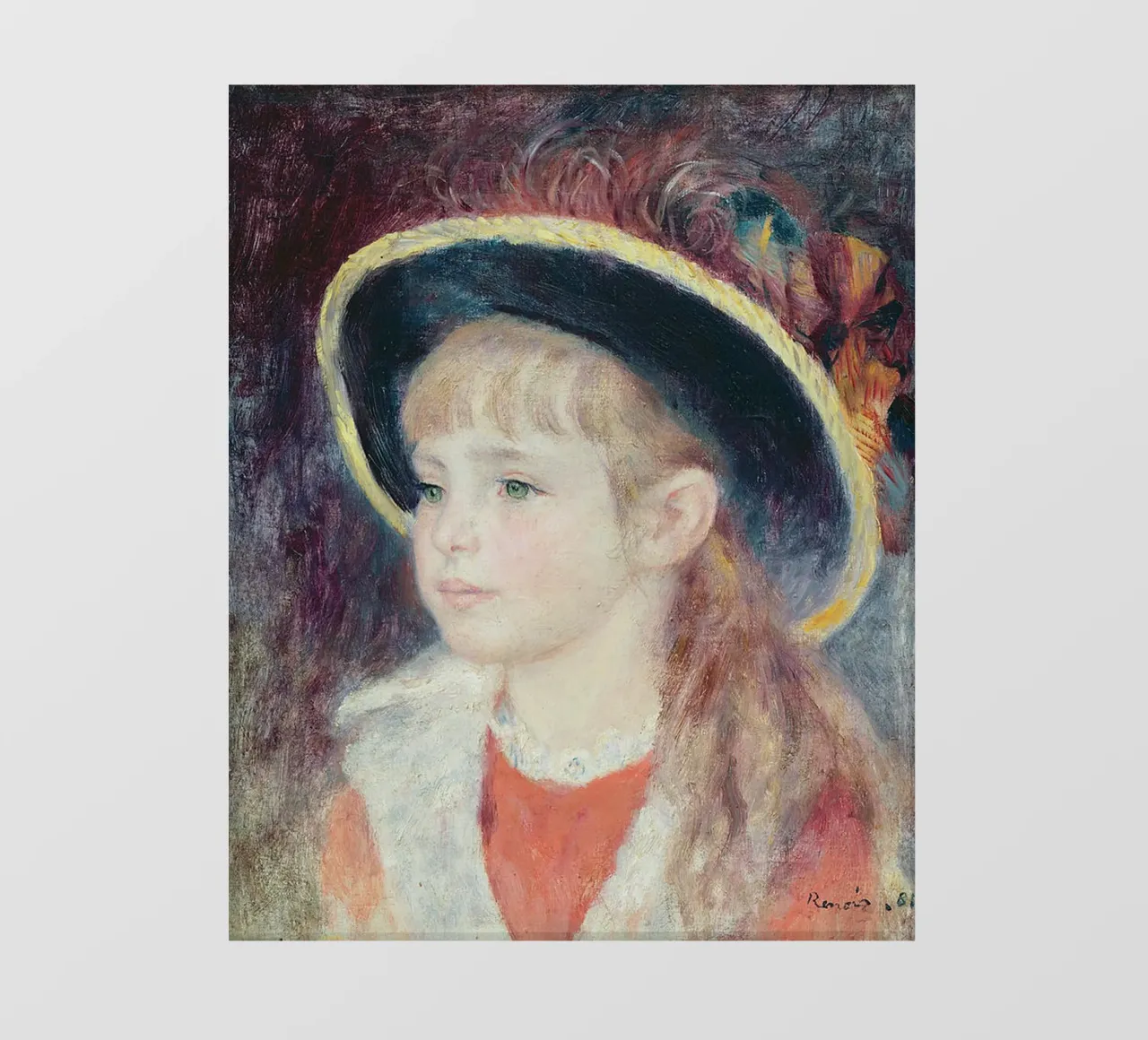 Ritratto di ragazza con cappello blu, 1881, olio su tela pellicola backlit da LaurelArt