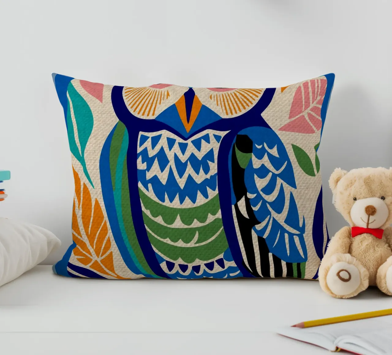 Gufo selvatico blu cuscino da Drew Studio