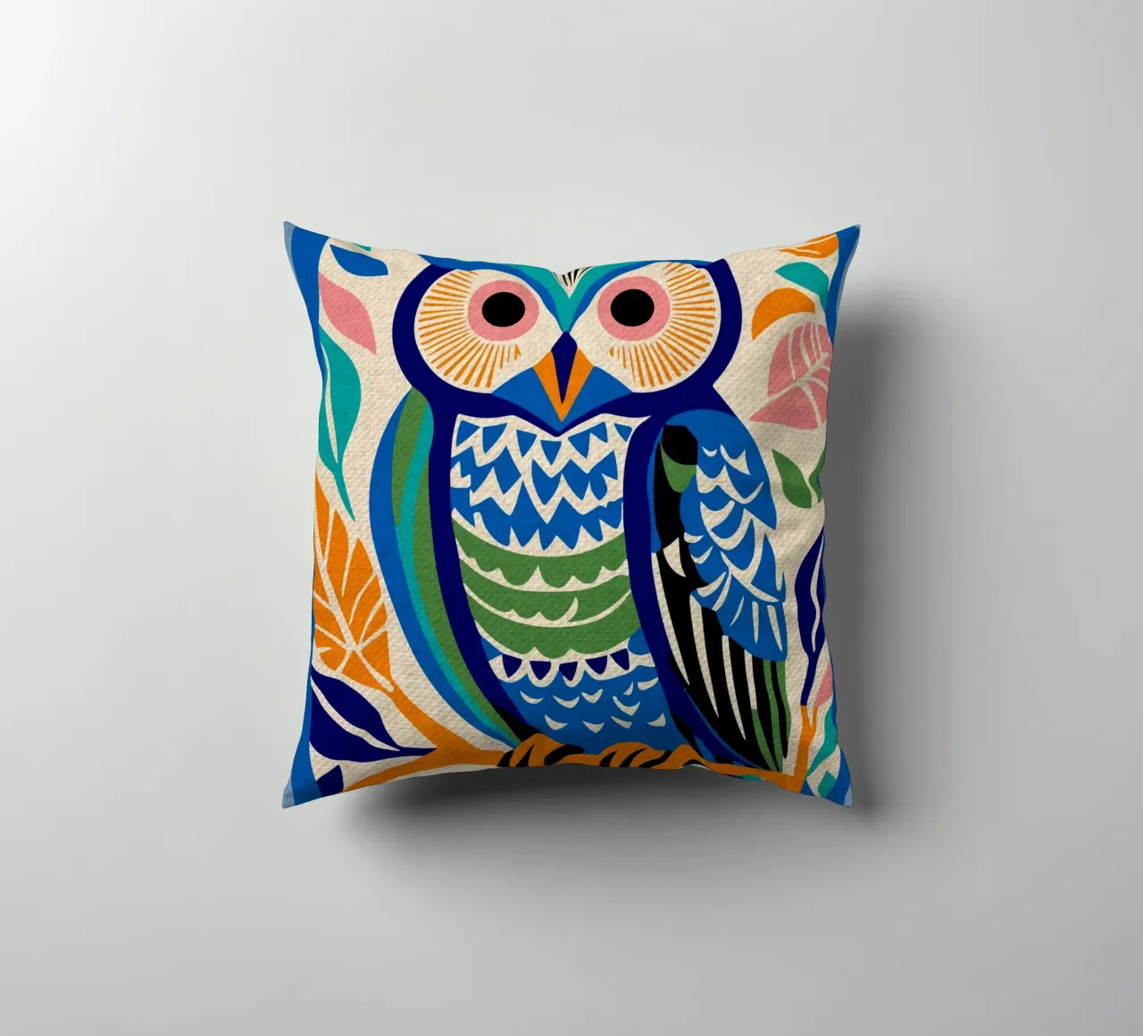 Gufo selvatico blu cuscino da Drew Studio