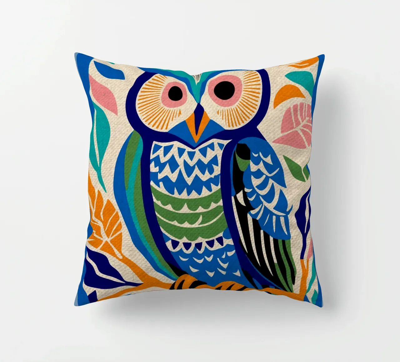 Gufo selvatico blu cuscino da Drew Studio
