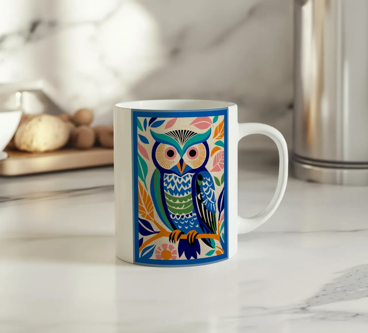 Gufo selvatico blu tazza in ceramica da Drew Studio