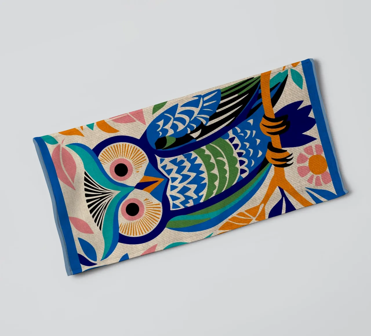 Gufo selvatico blu asciugamano da bagno da Drew Studio
