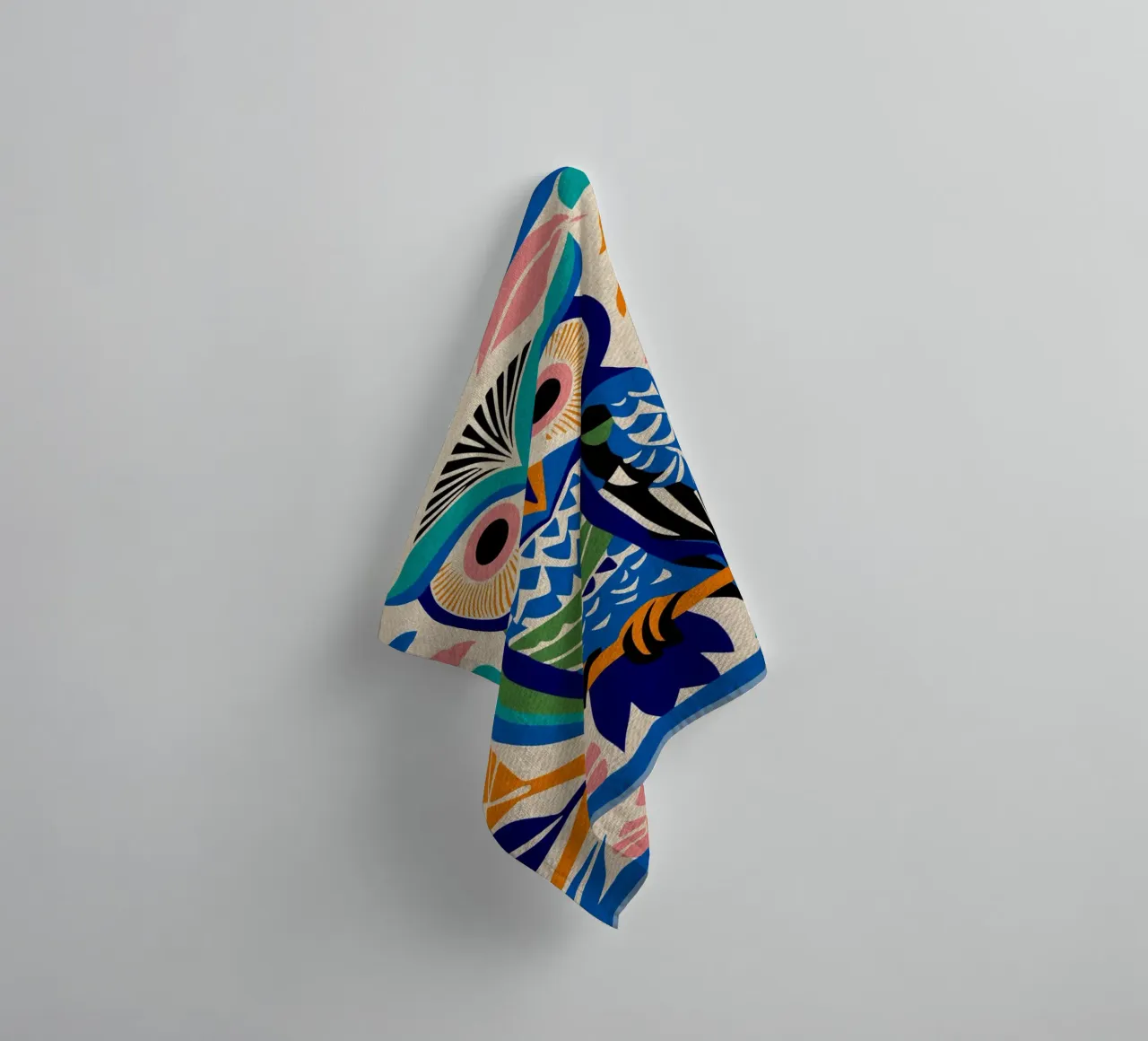 Gufo selvatico blu asciugamano da bagno da Drew Studio