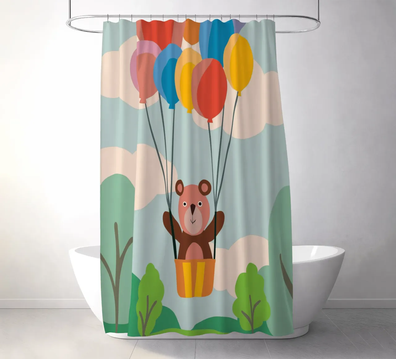Orso con palloncino tenda da doccia da CUTE ANIMALS