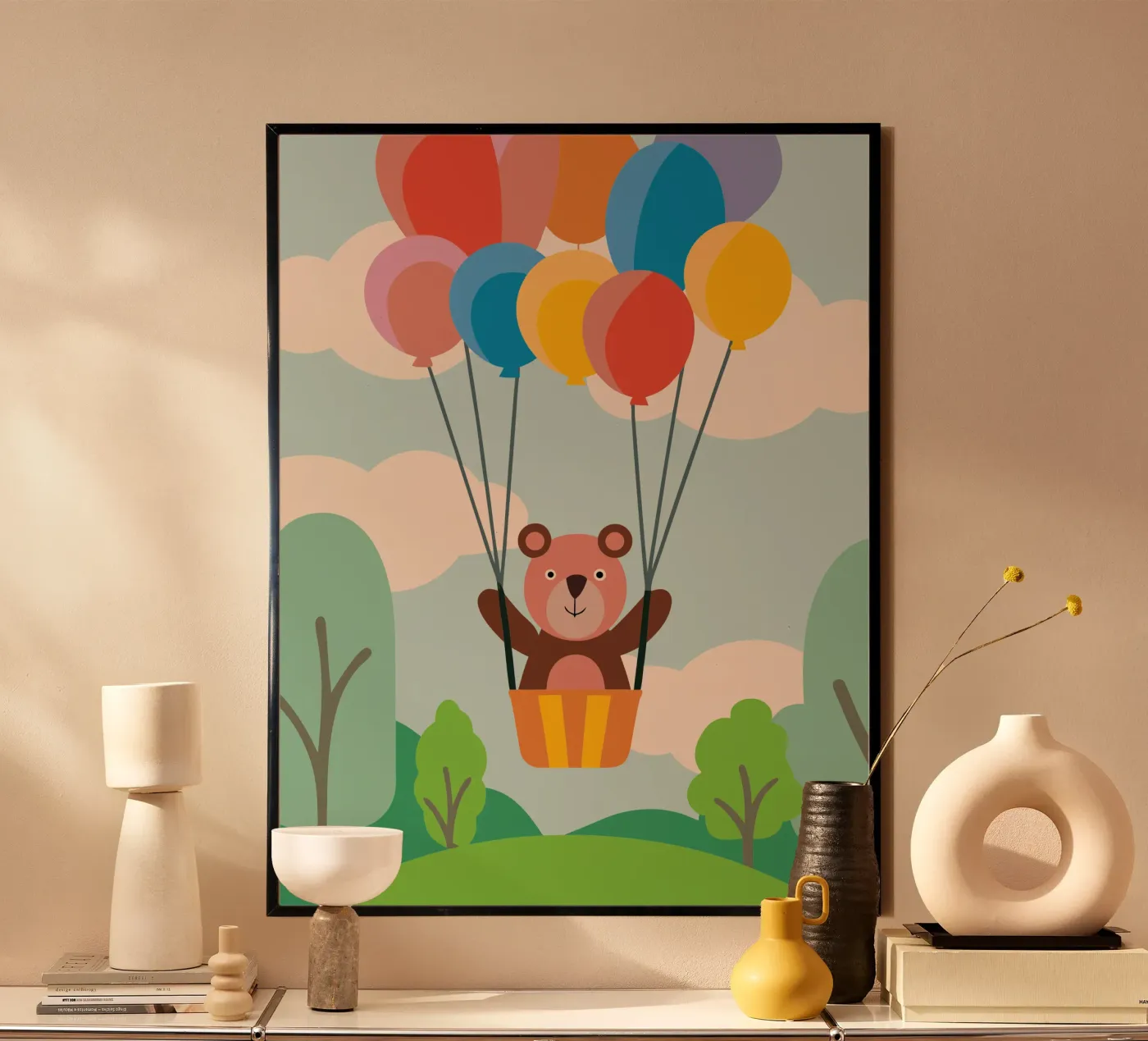 Bear with Balloon poster by CUTE ANIMALS