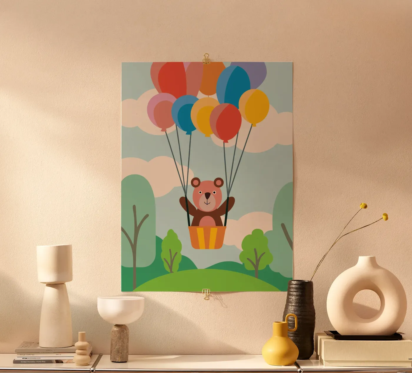 Bear with Balloon poster by CUTE ANIMALS
