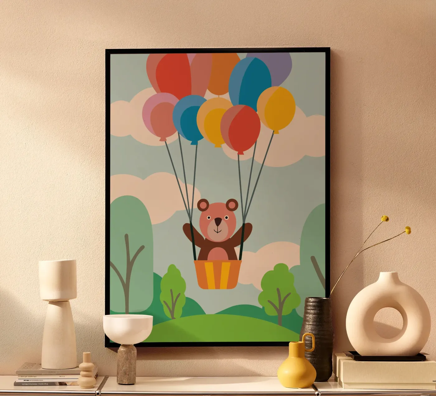 Bear with Balloon poster by CUTE ANIMALS