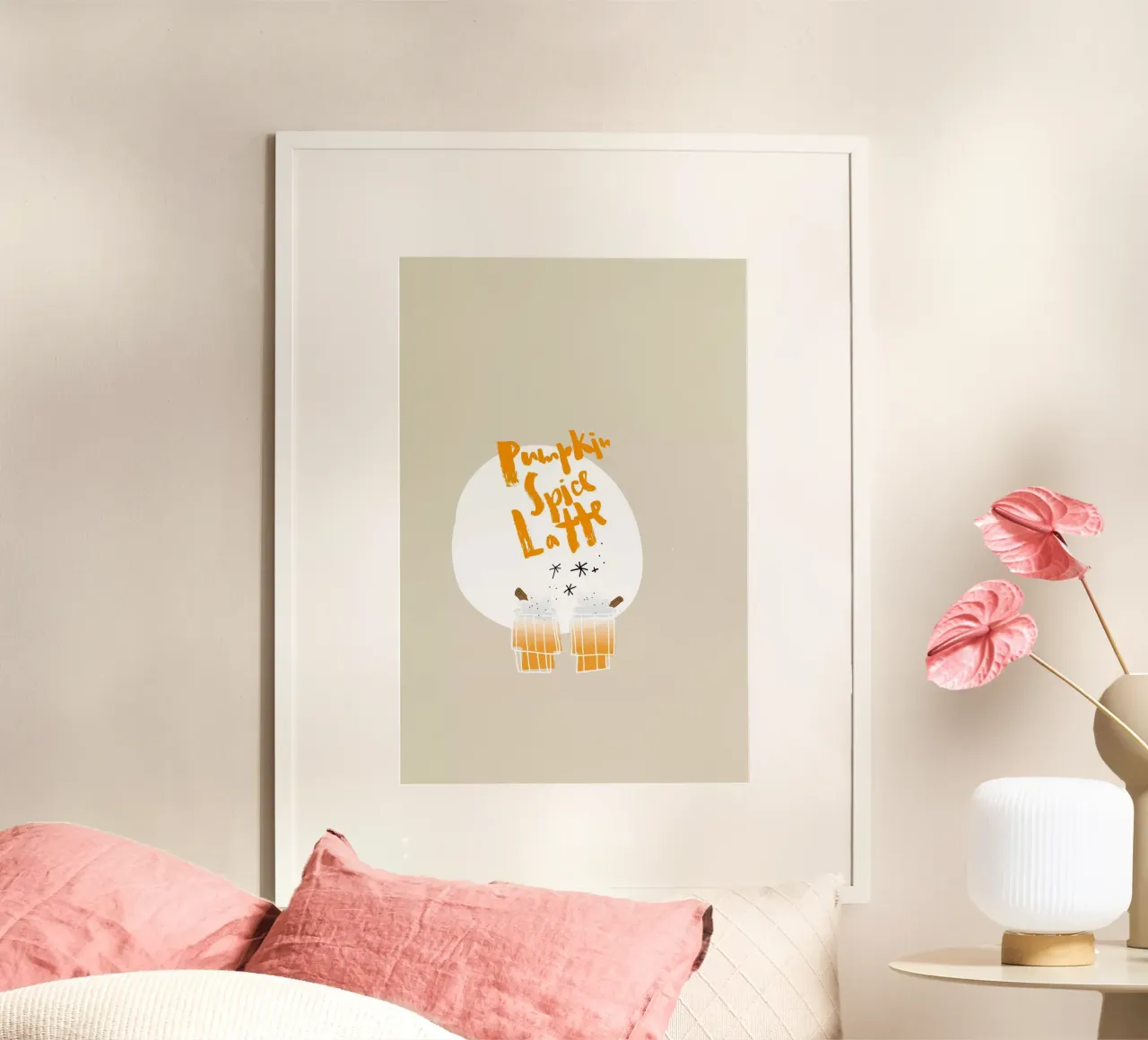 Pumpkin Spice Latte poster con telaio in alluminio da Brushmeetspaper