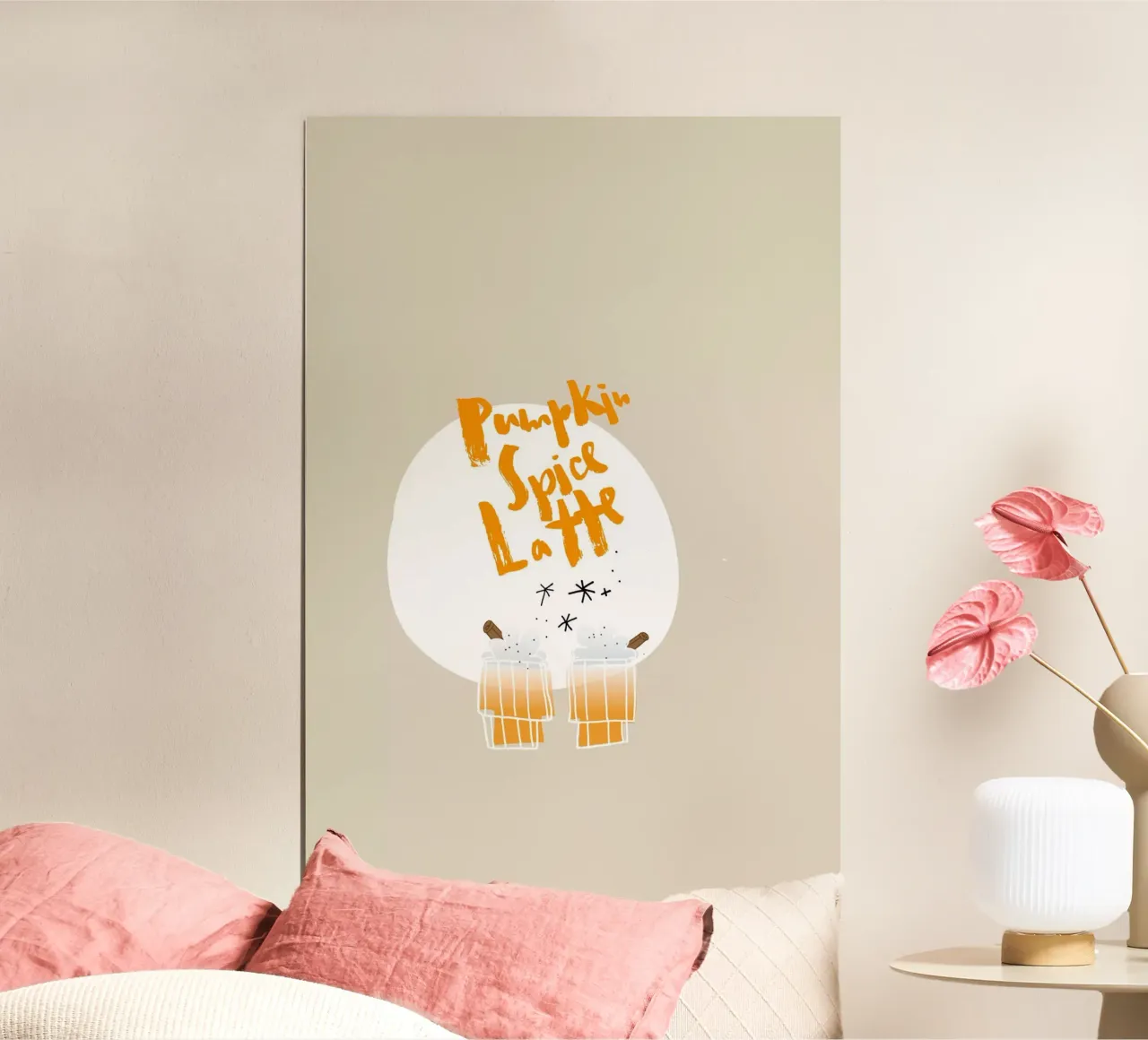 Pumpkin Spice Latte poster con telaio in alluminio da Brushmeetspaper
