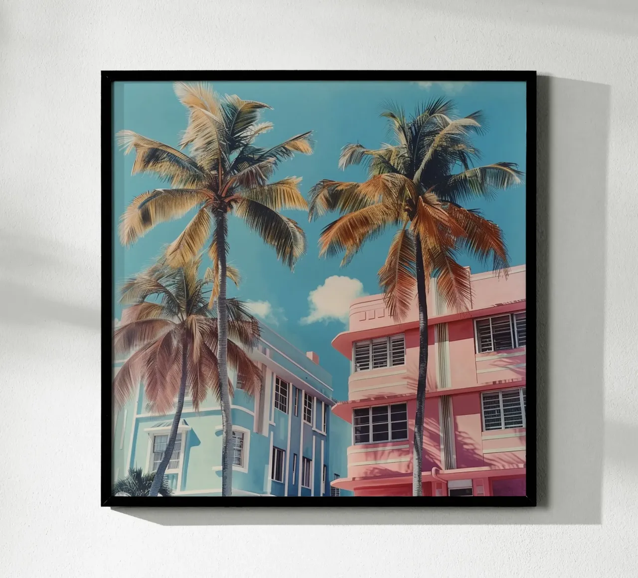 Case e palme rosa e blu poster da Yaso Design & Art