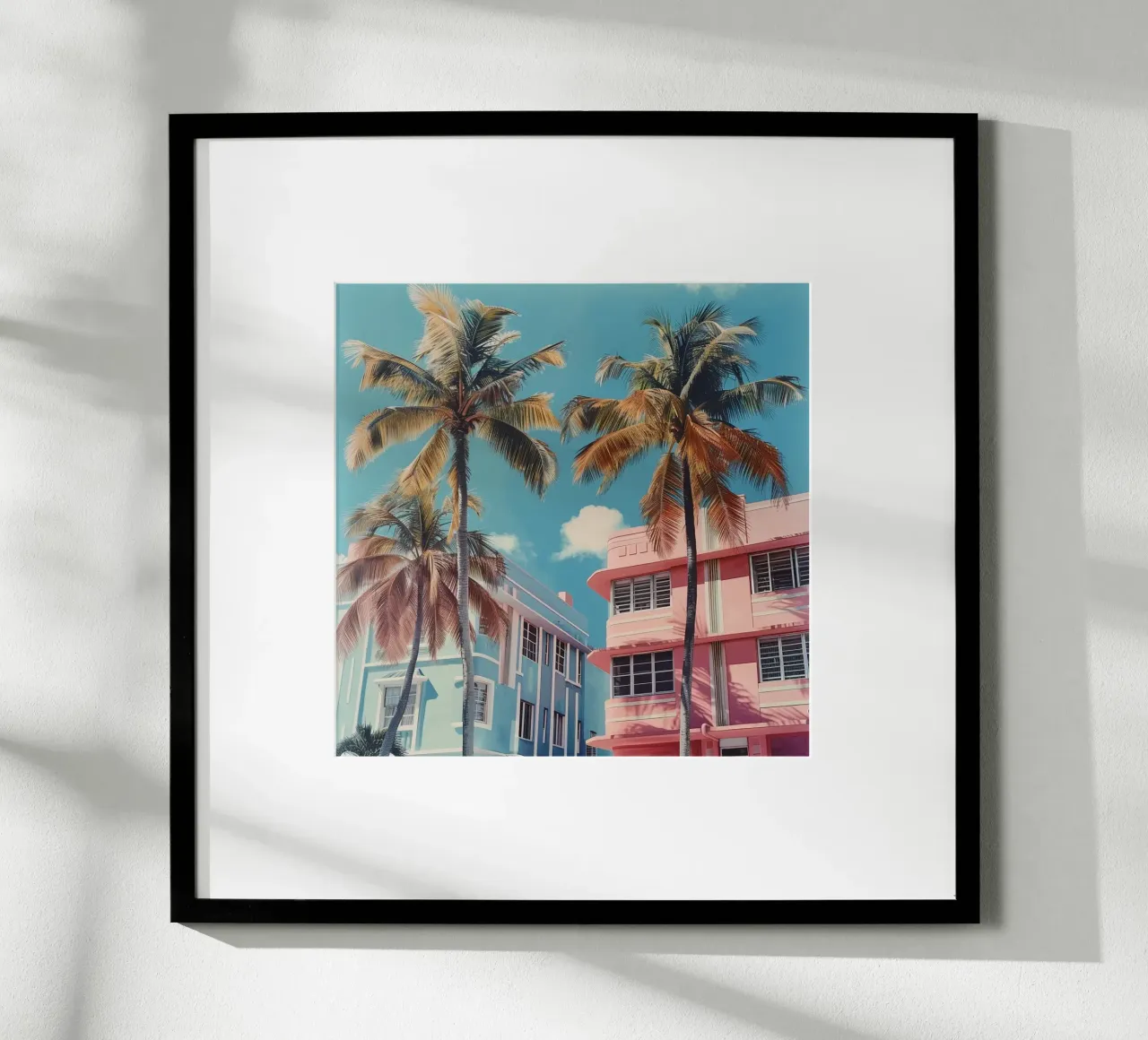 Case e palme rosa e blu poster da Yaso Design & Art