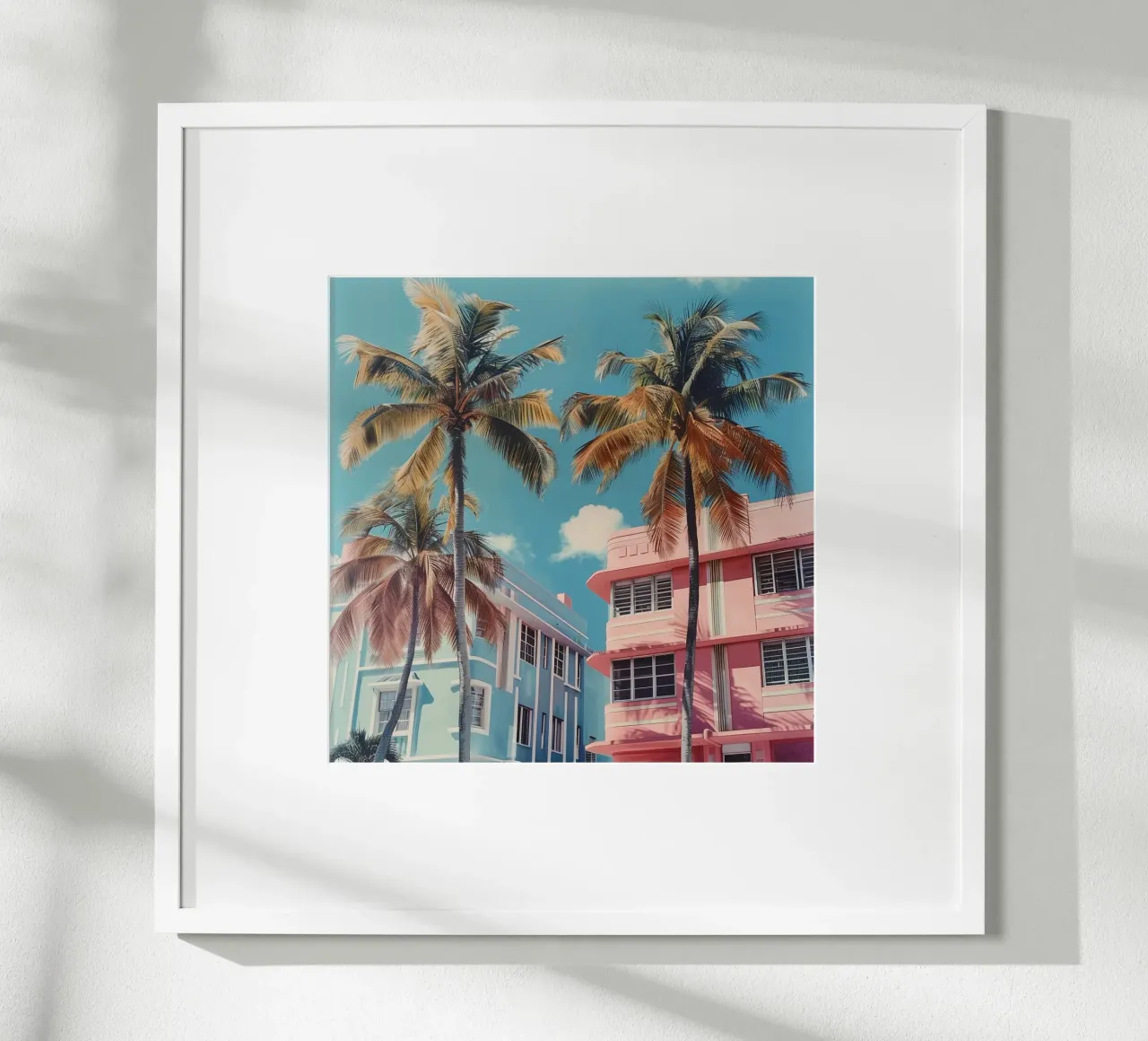 Case e palme rosa e blu poster da Yaso Design & Art