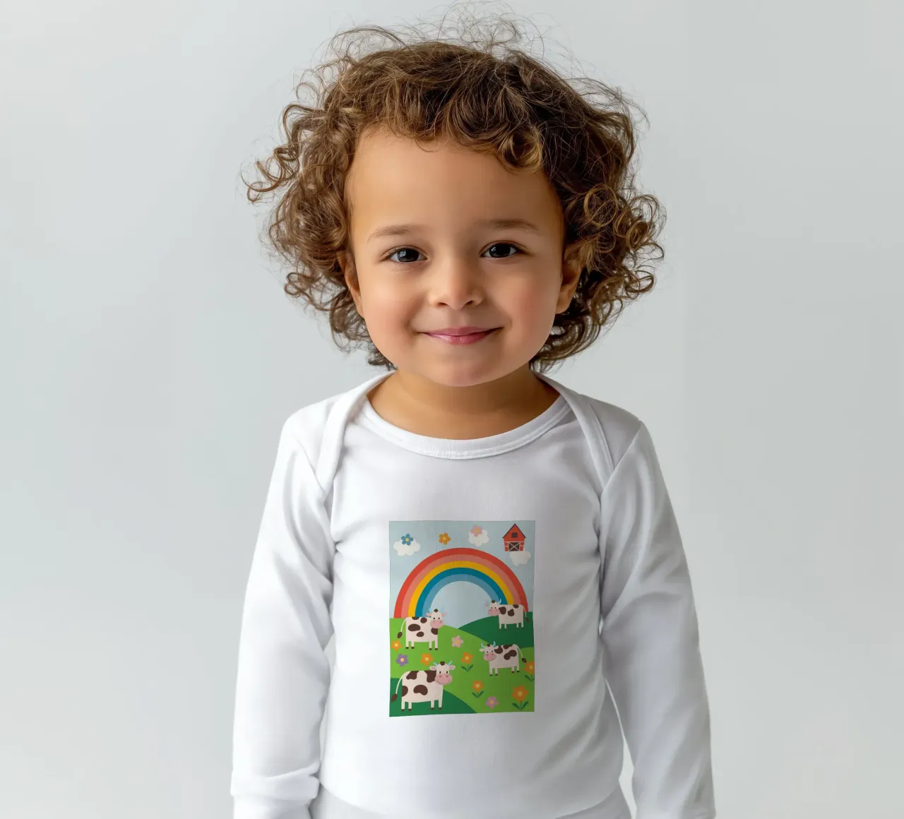 Raising Cattle long-sleeve baby romper by CUTE ANIMALS
