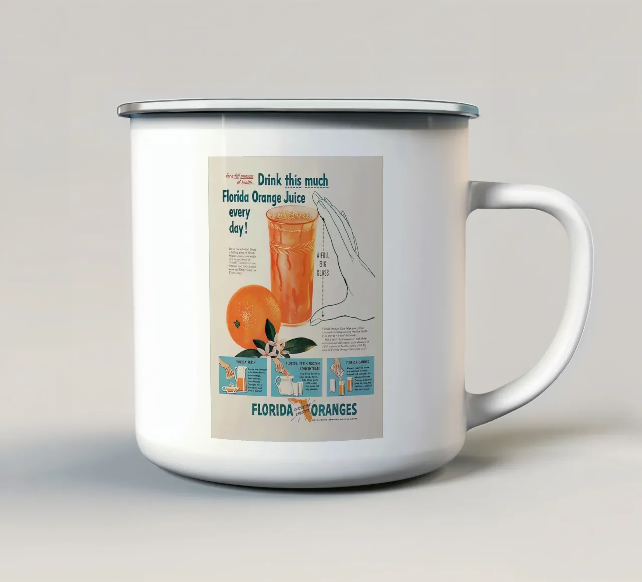 VINTAGE FLORIDA ORANGES enamel mug by Cocktail Drink