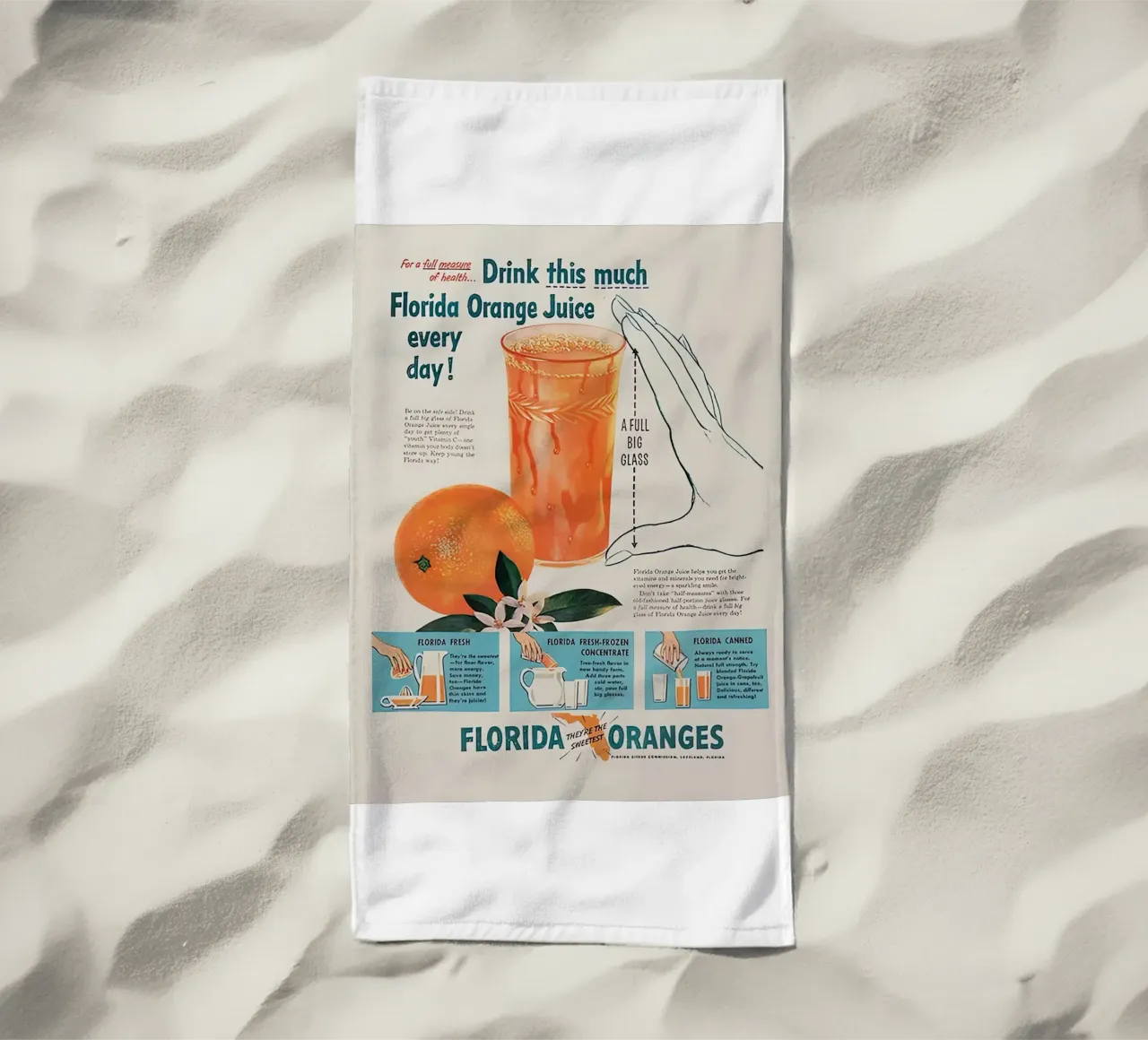 VINTAGE FLORIDA ORANGES beach towel by Cocktail Drink