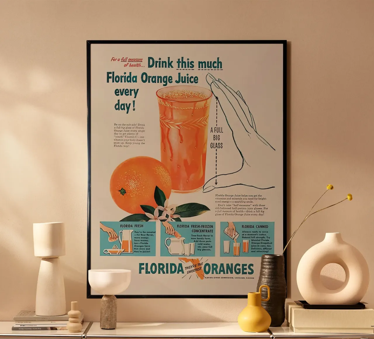 ALTE FLORIDA-ORANGEN Poster mit Aluminium Rahmen von Cocktail Drink