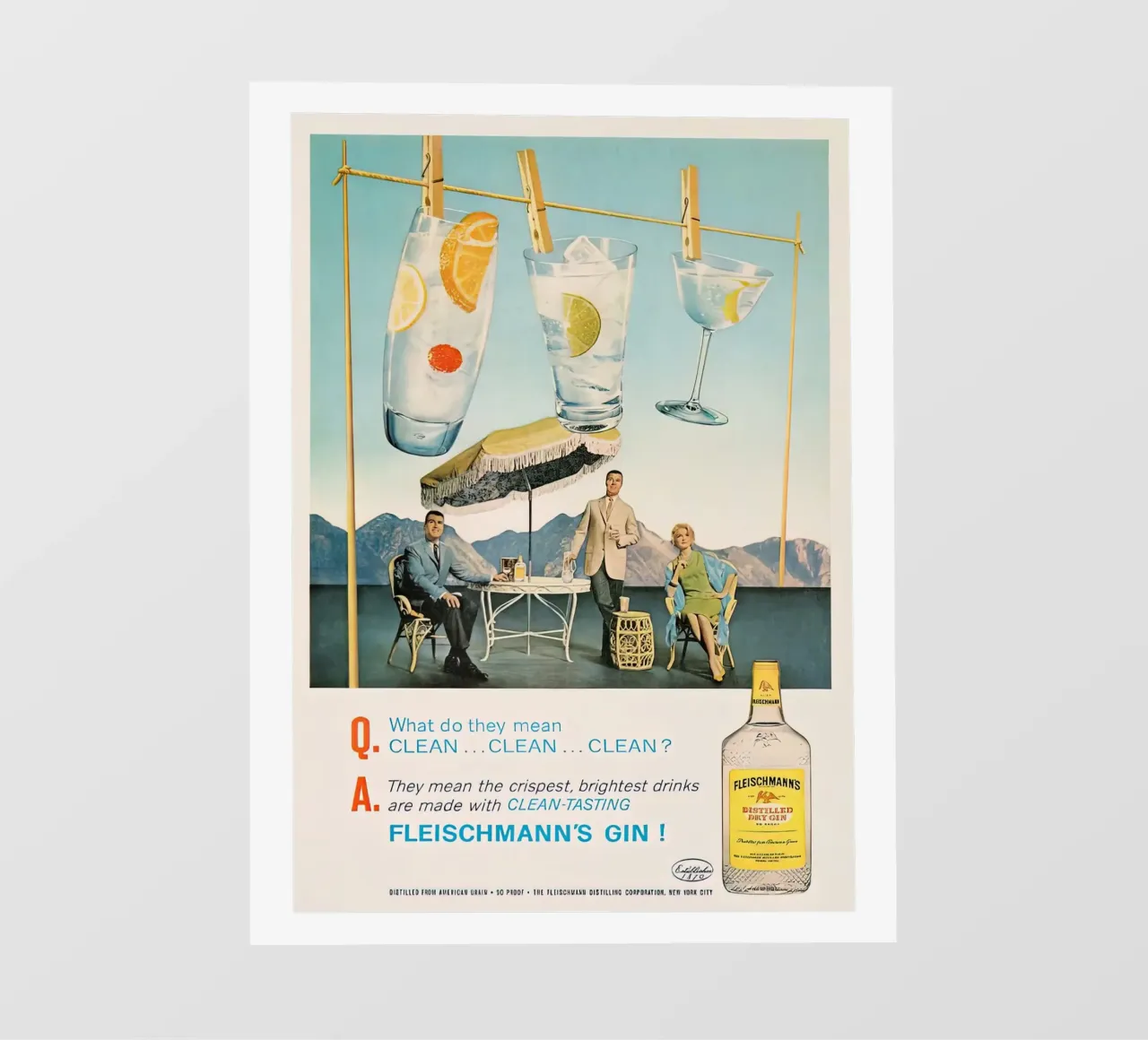 Pubblicità di un gin retrò kitsch telo in pvc da Cocktail Drink