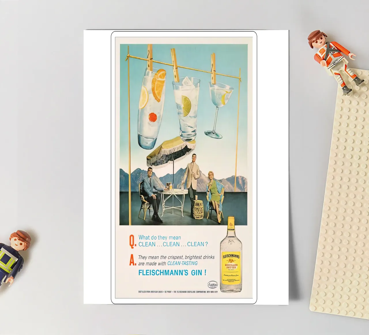 Pubblicità di un gin retrò kitsch foglio adesivo da Cocktail Drink
