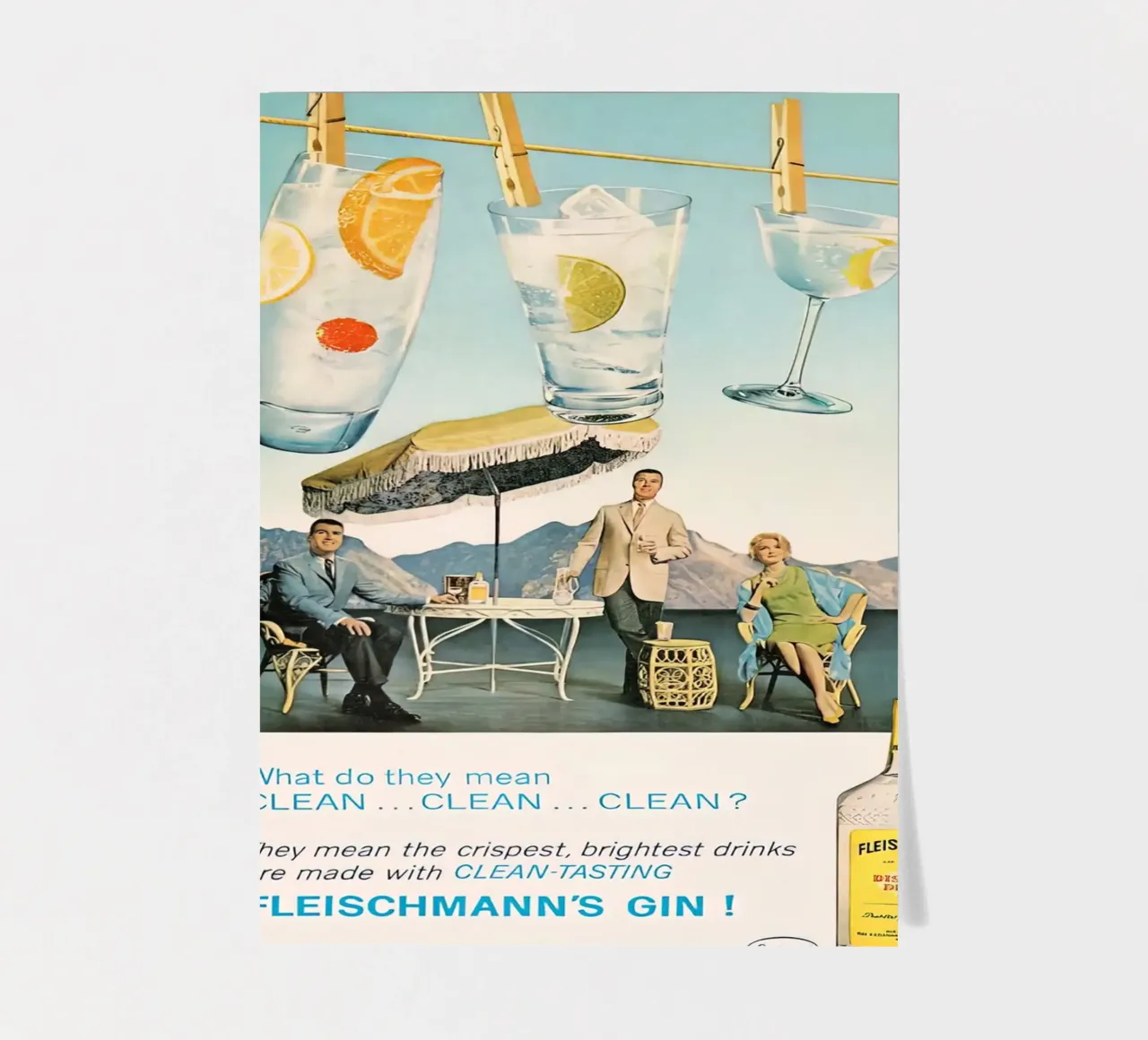 Pubblicità di un gin retrò kitsch foglio adesivo da Cocktail Drink