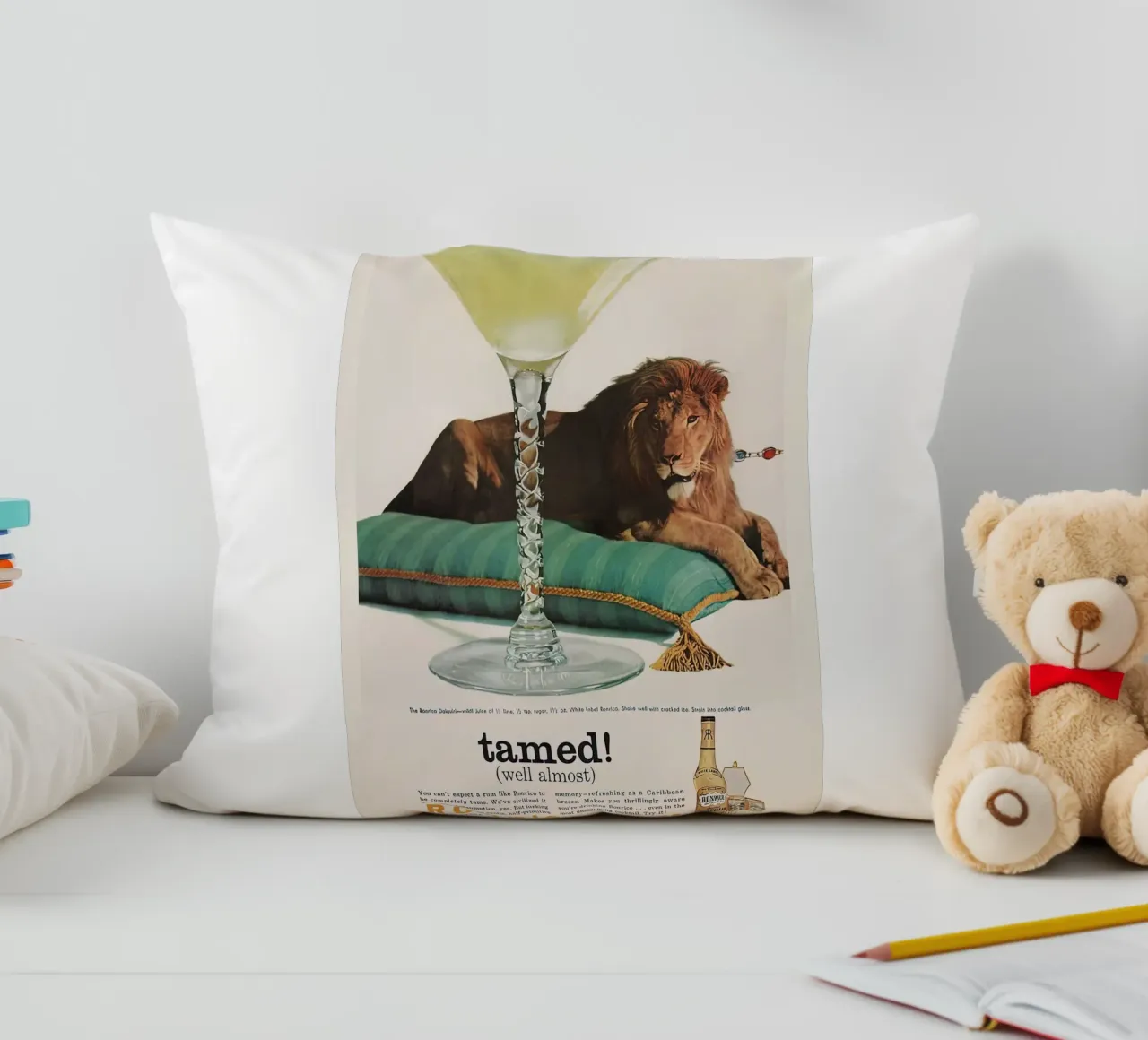 RUM AD Retro Cocktail decorative cushion by Cocktail Drink